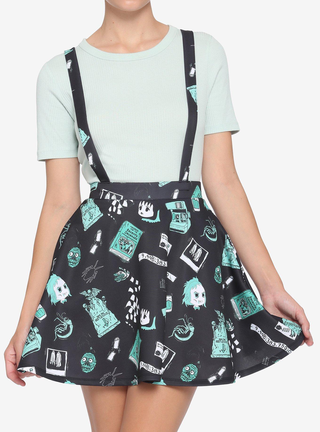 Beetlejuice Chibi Suspender Skirt, MULTI, hi-res