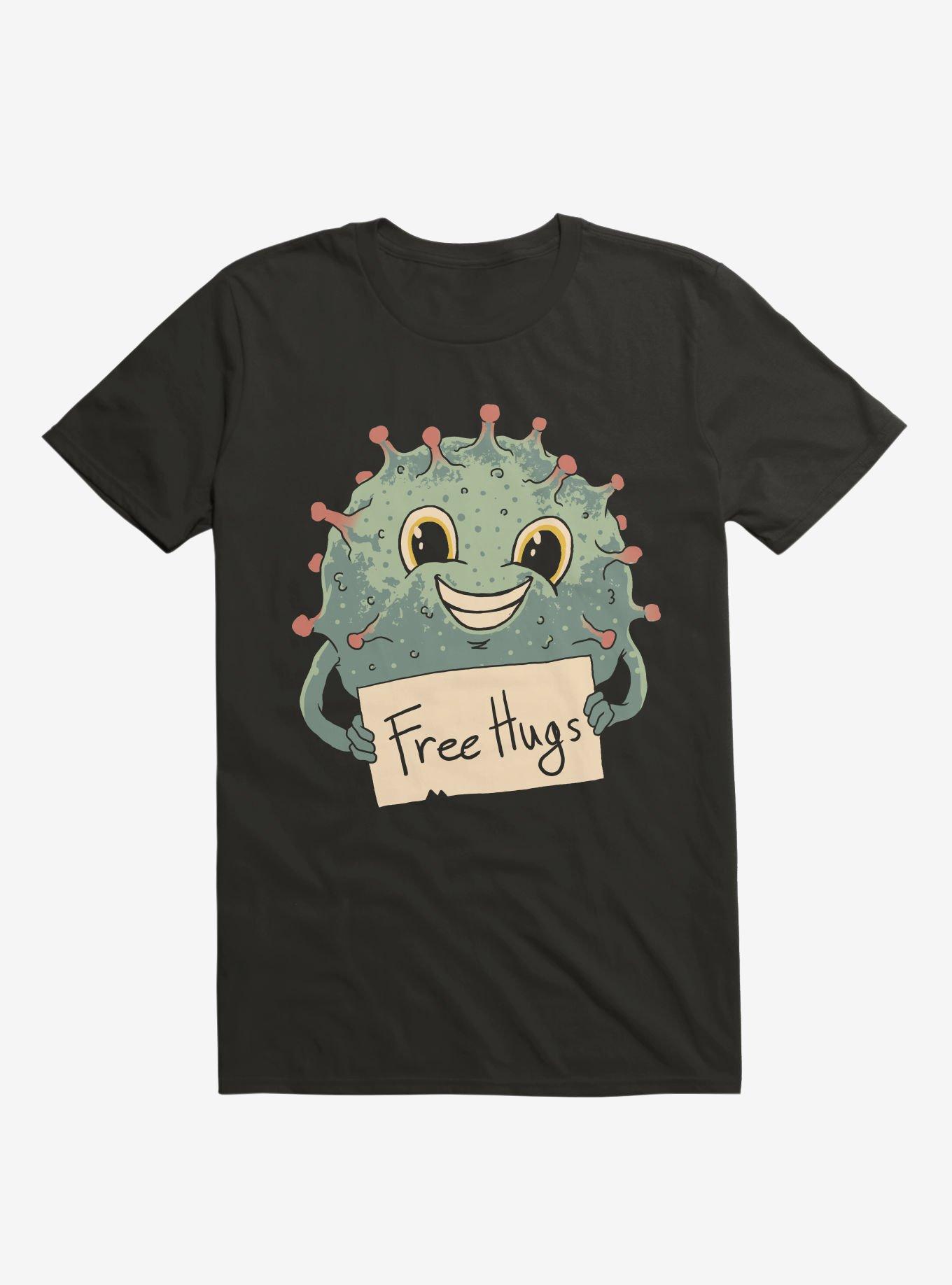 Free Virus Hugs Black T-Shirt, BLACK, hi-res