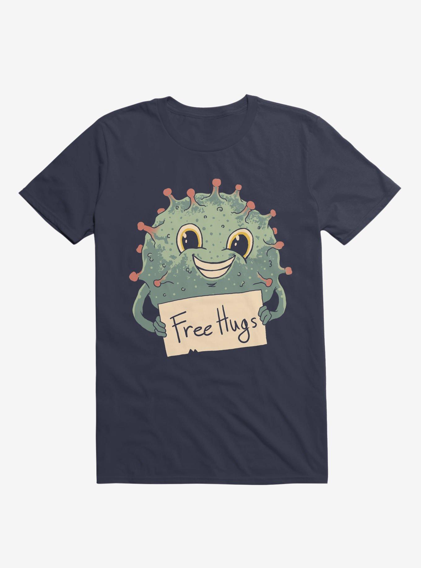 Free Virus Hugs Navy Blue T-Shirt, NAVY, hi-res