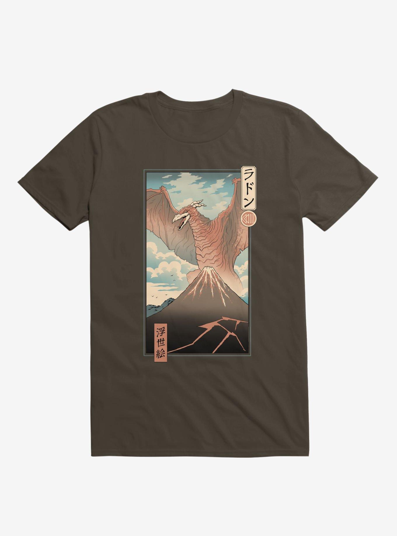 Irradiated Kaiju Ukiyo-E Brown T-Shirt, BROWN, hi-res