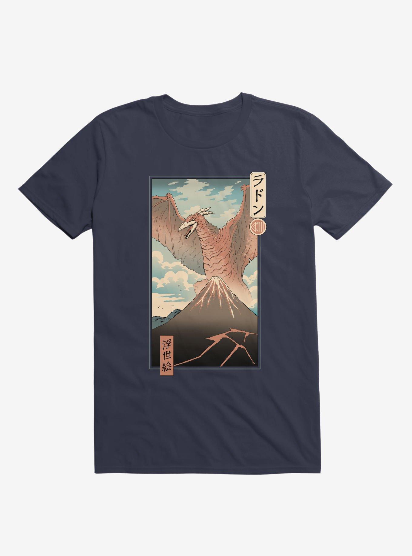 Irradiated Kaiju Ukiyo-E Navy Blue T-Shirt, NAVY, hi-res