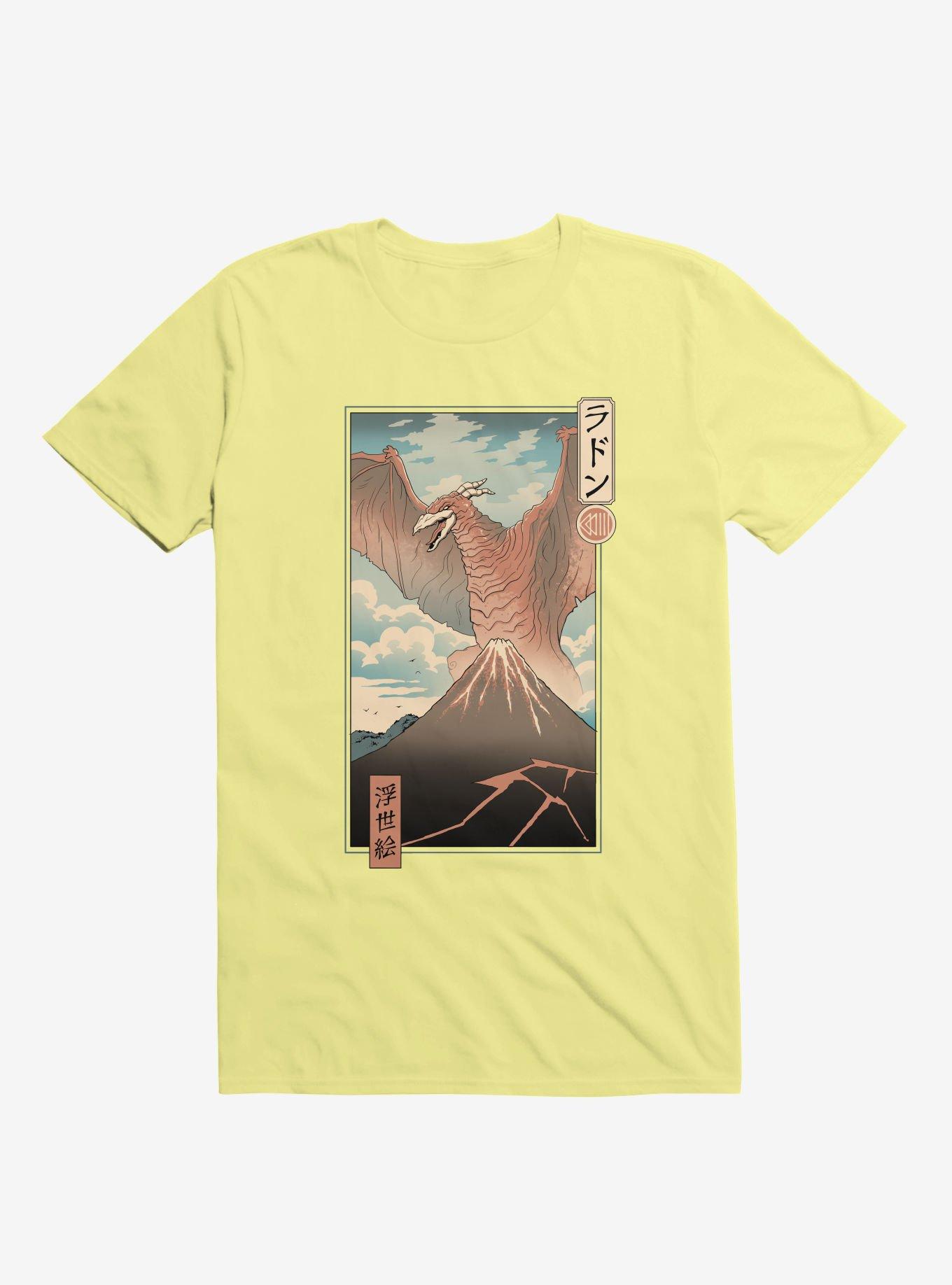 Irradiated Kaiju Ukiyo-E Corn Silk Yellow T-Shirt, CORN SILK, hi-res
