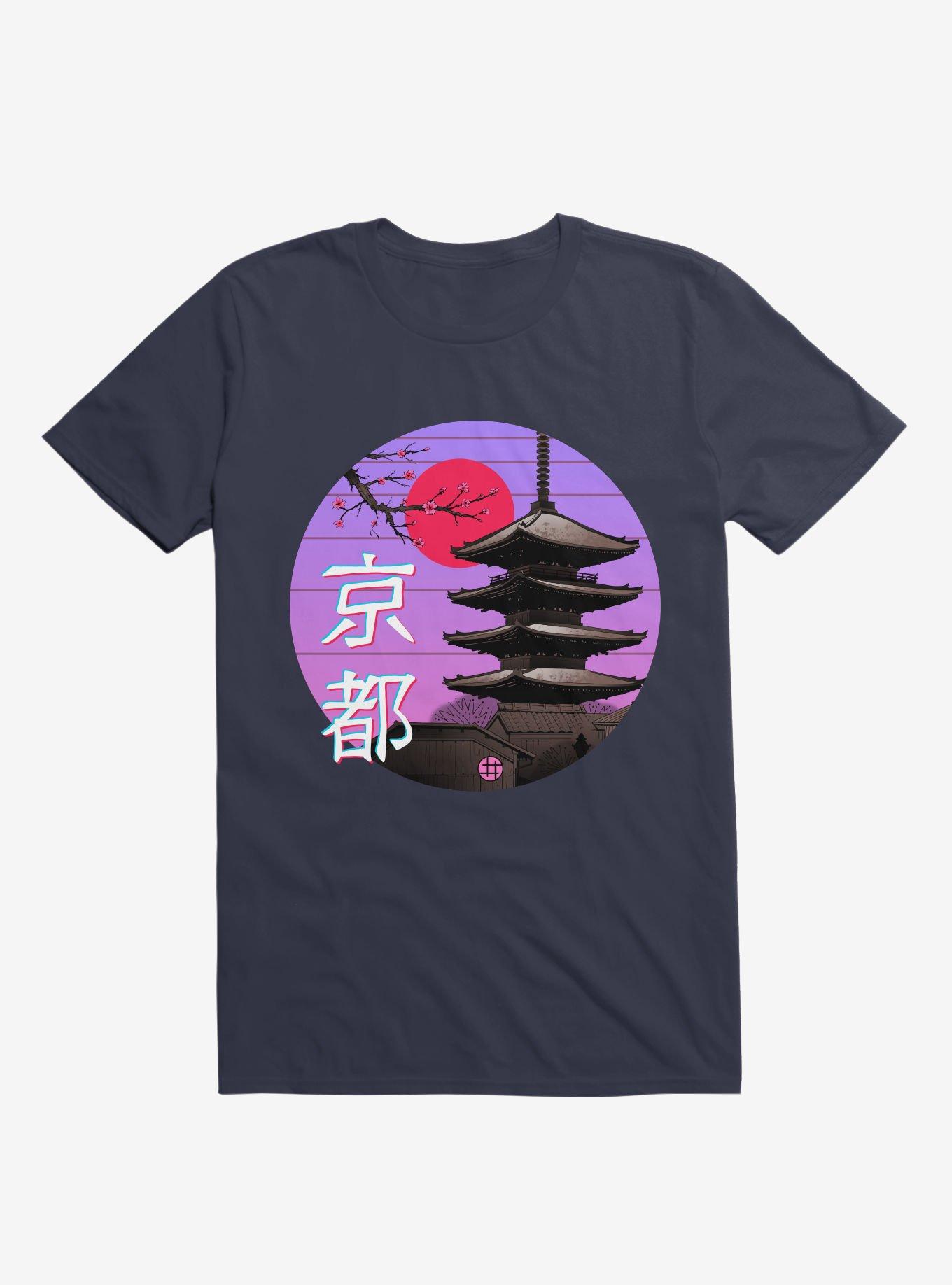 Kyoto Wave Navy Blue T-Shirt, NAVY, hi-res