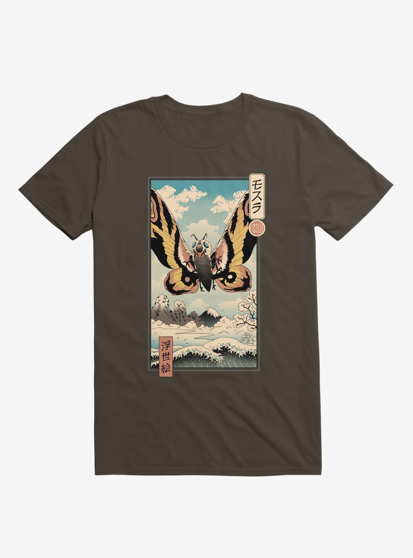 Ancient Moth Ukiyo-E Brown T-Shirt