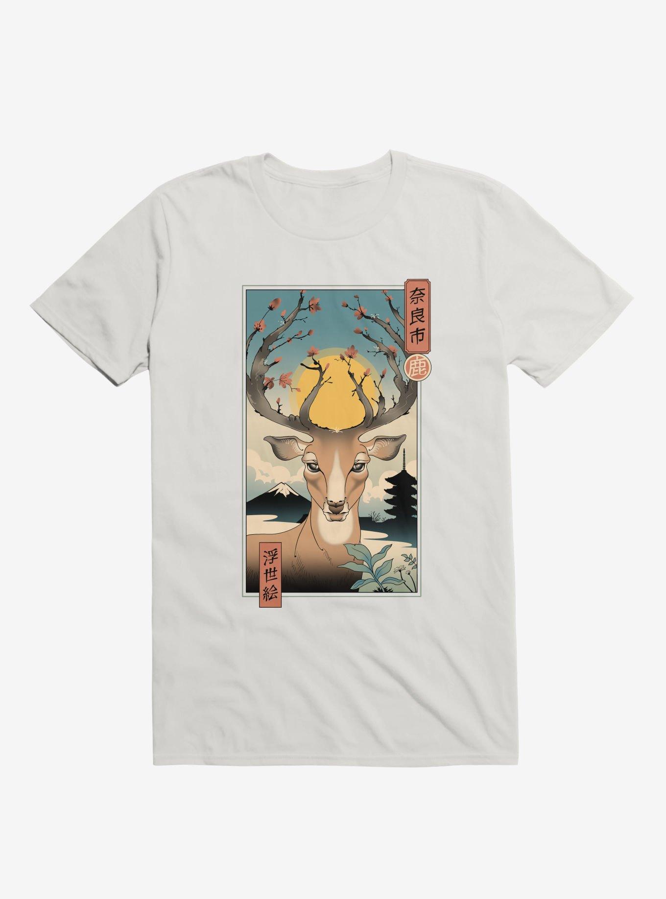 Spring In Nara Deer White T-Shirt, WHITE, hi-res