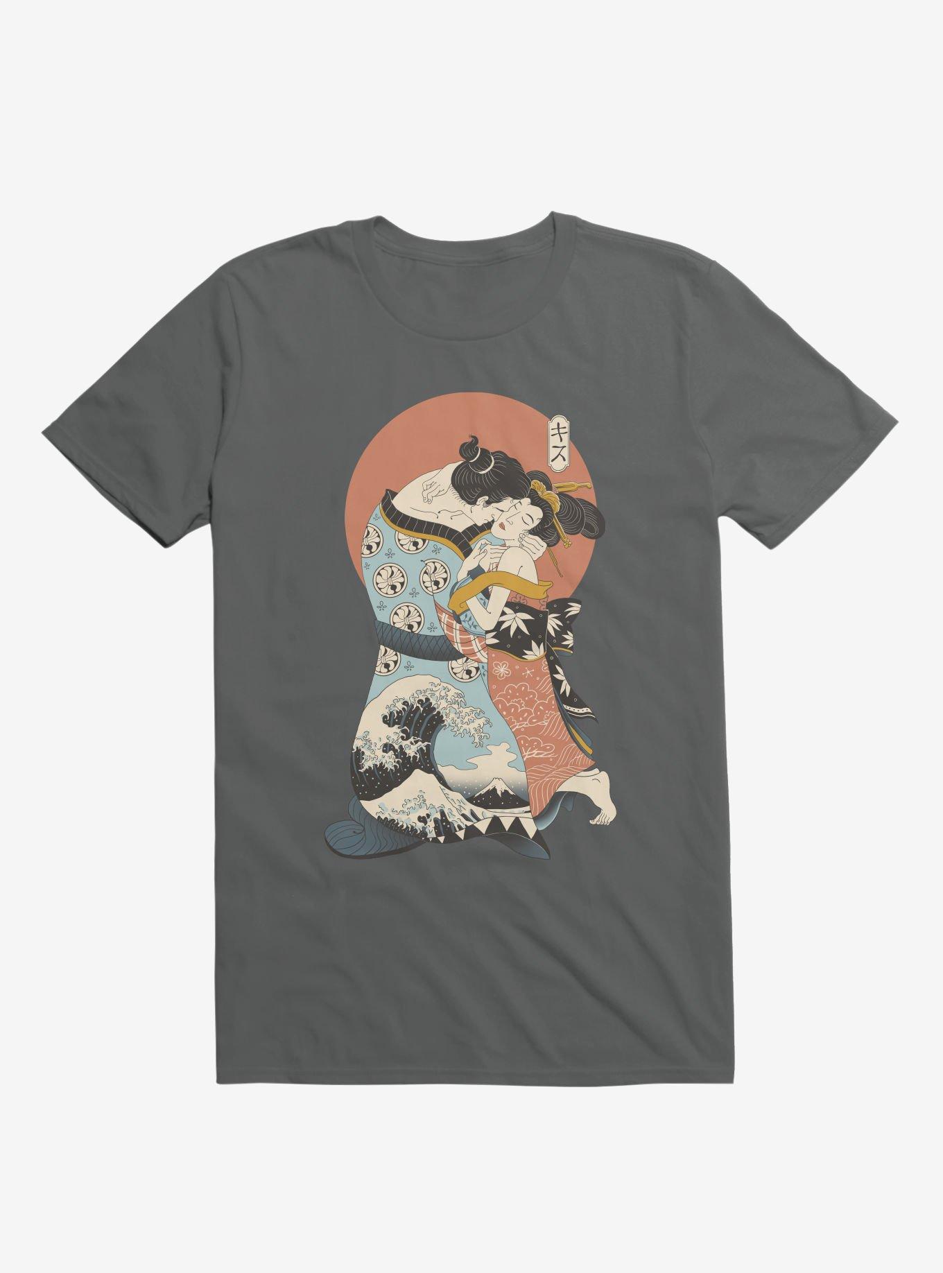The Kiss Ukiyo-E Charcoal Grey T-Shirt, CHARCOAL, hi-res