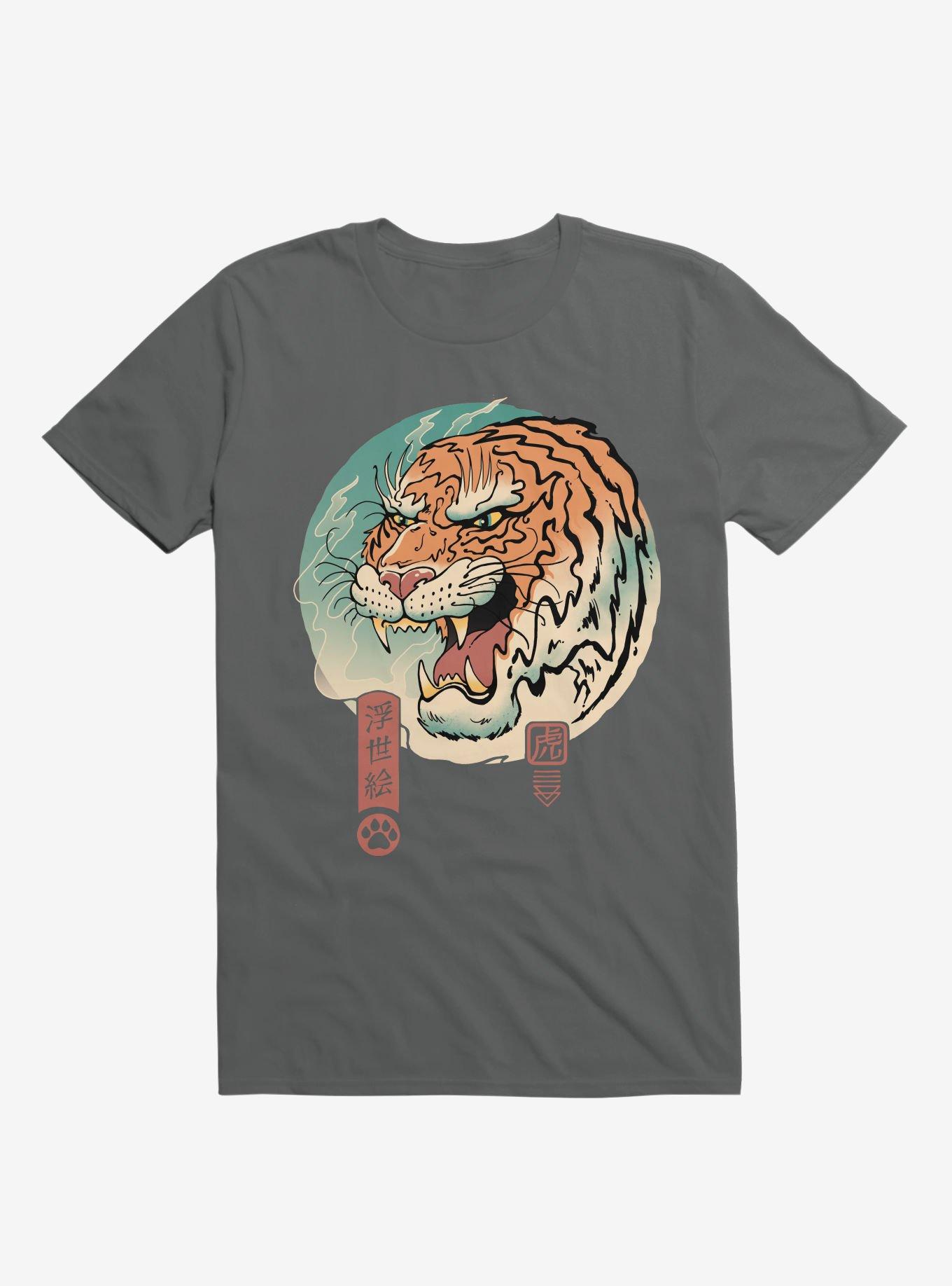 Tiger Ukiyo-E Charcoal Grey T-Shirt, CHARCOAL, hi-res