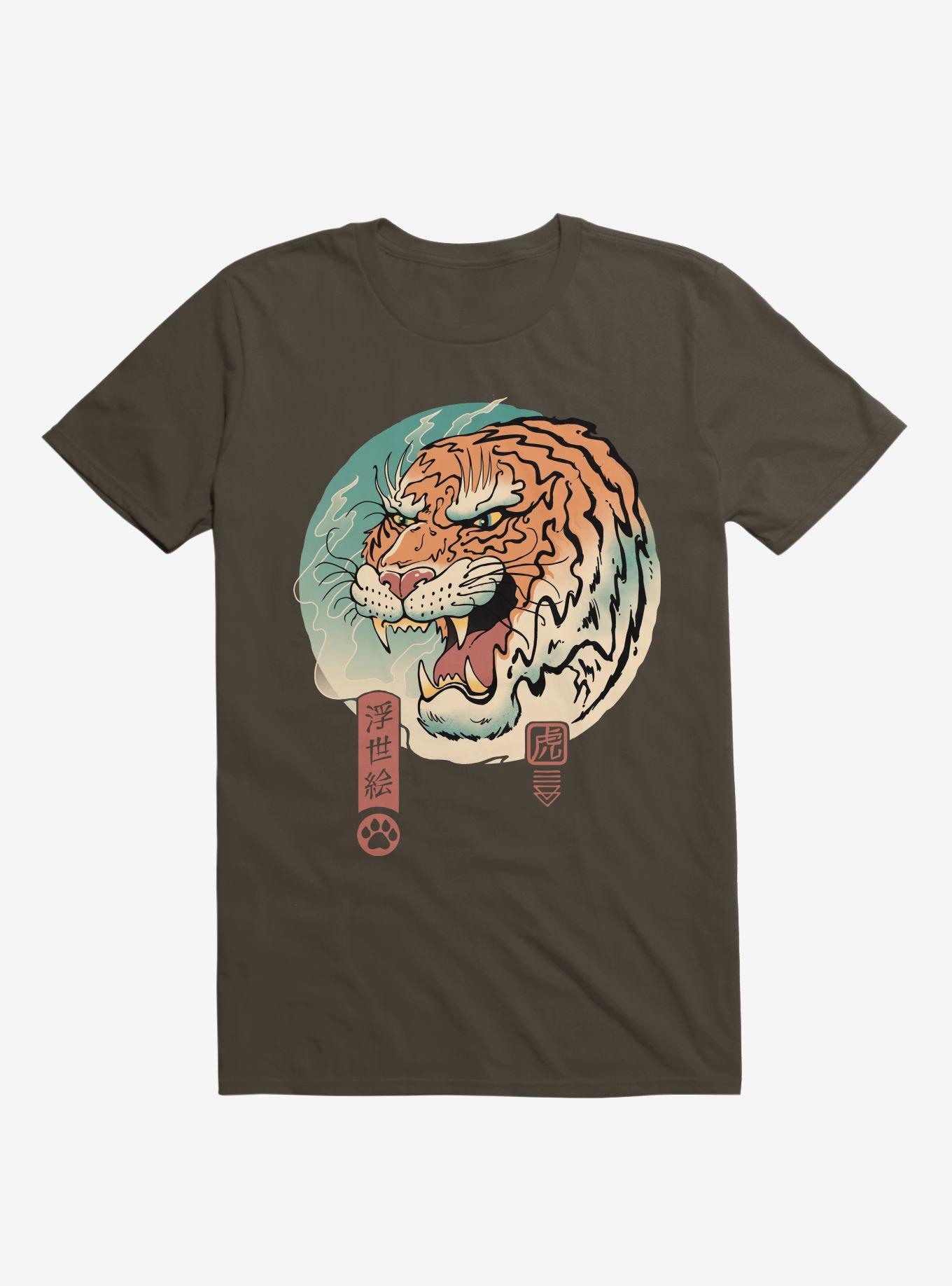 Tiger Ukiyo-E Brown T-Shirt, BROWN, hi-res