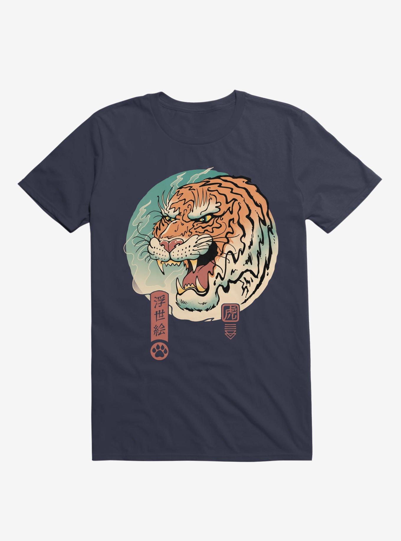 Tiger Ukiyo-E Navy Blue T-Shirt, , hi-res