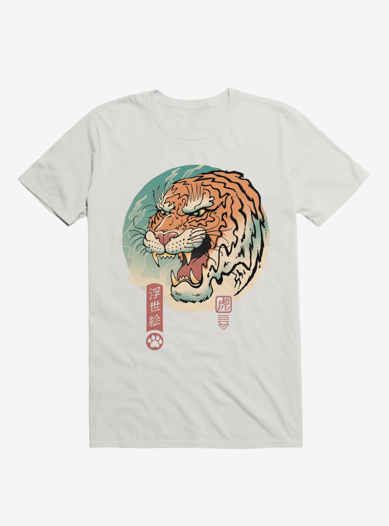 Tiger Ukiyo-E White T-Shirt, WHITE, hi-res
