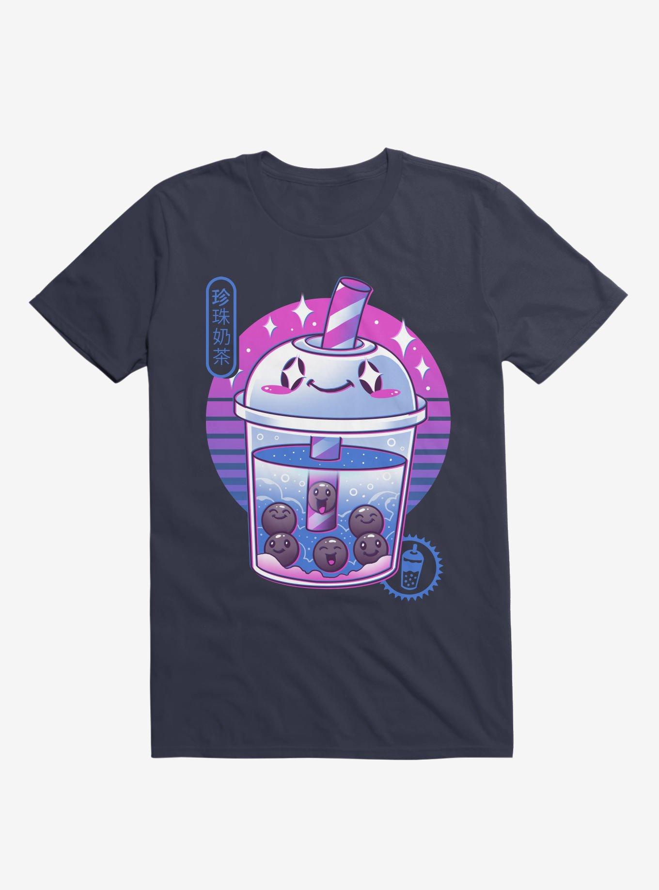 Boba Wave Tea Navy Blue T-Shirt, NAVY, hi-res