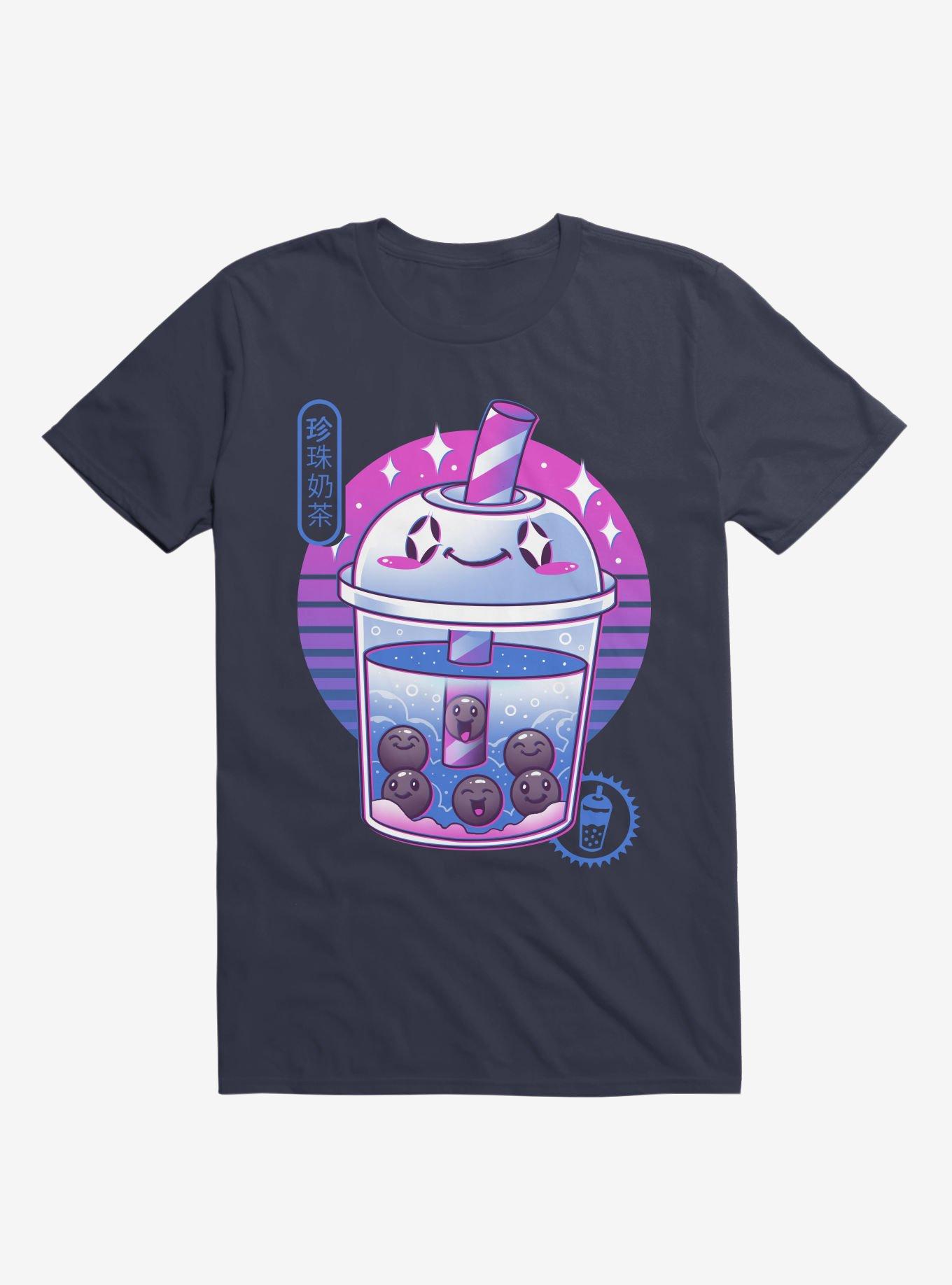 Boba Wave Tea Navy Blue T-Shirt, , hi-res