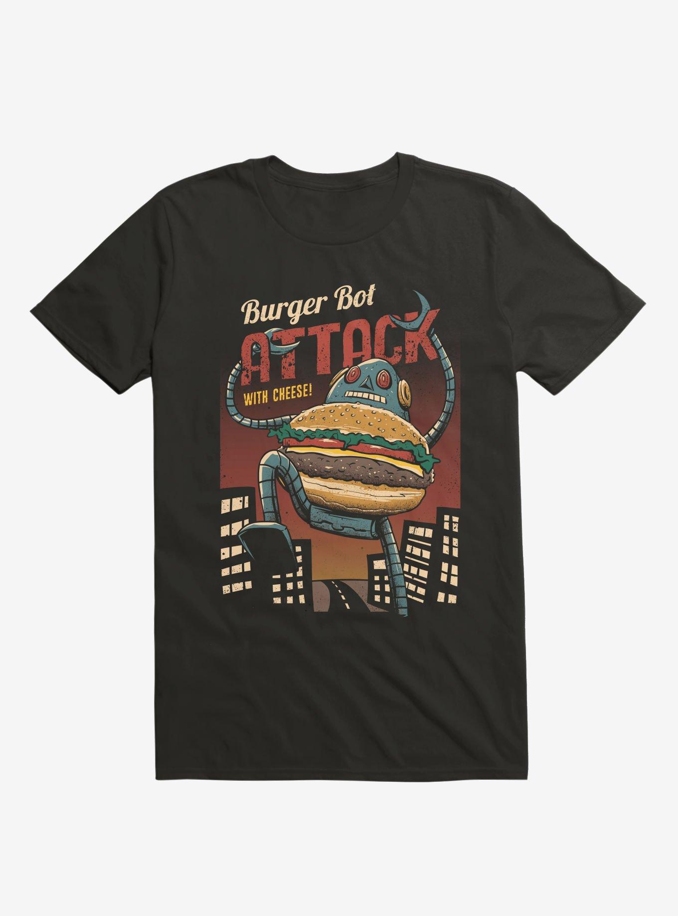 Burger Bot Black T-Shirt, BLACK, hi-res