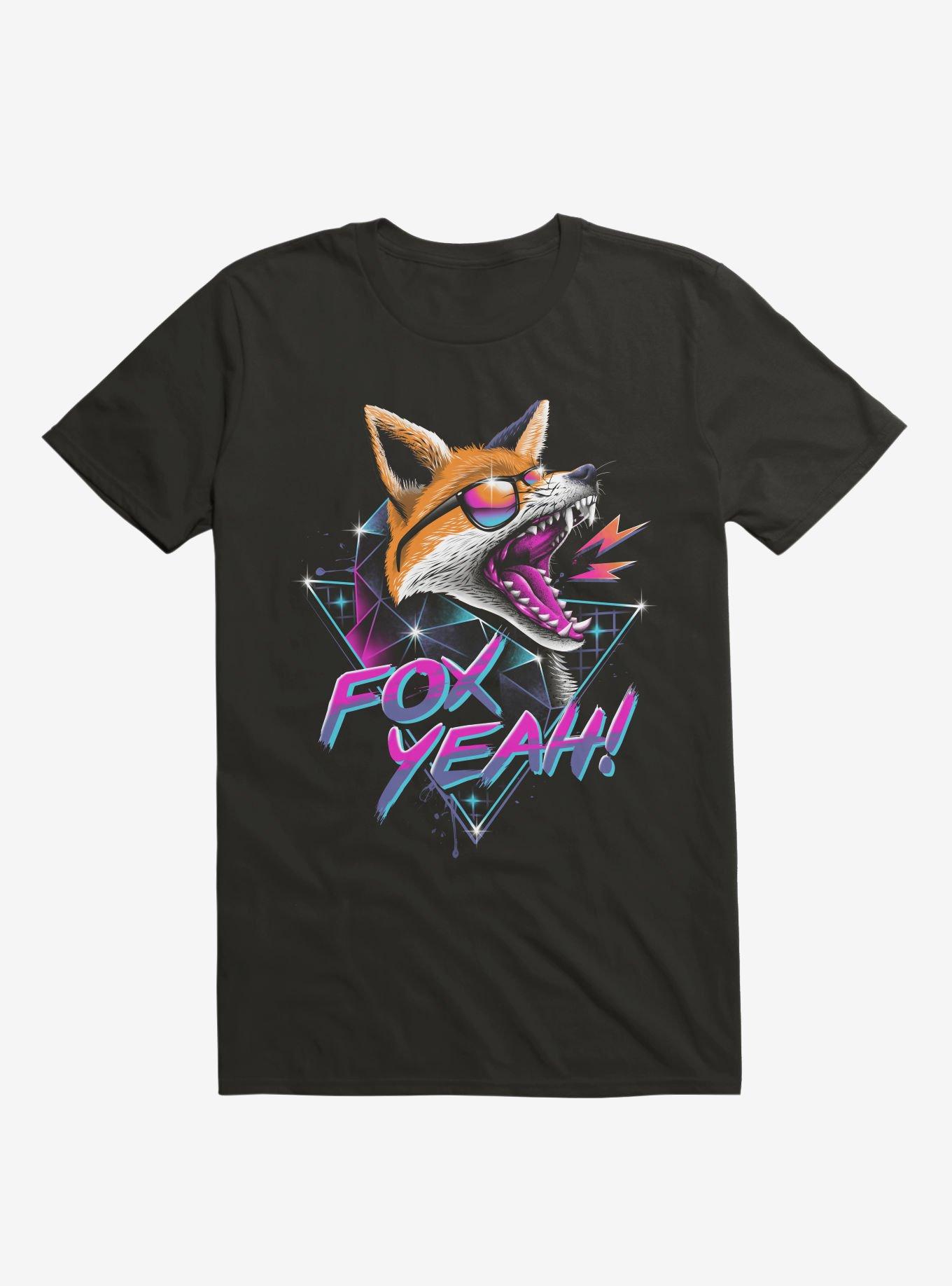 Fox Yeah! Black T-Shirt, BLACK, hi-res