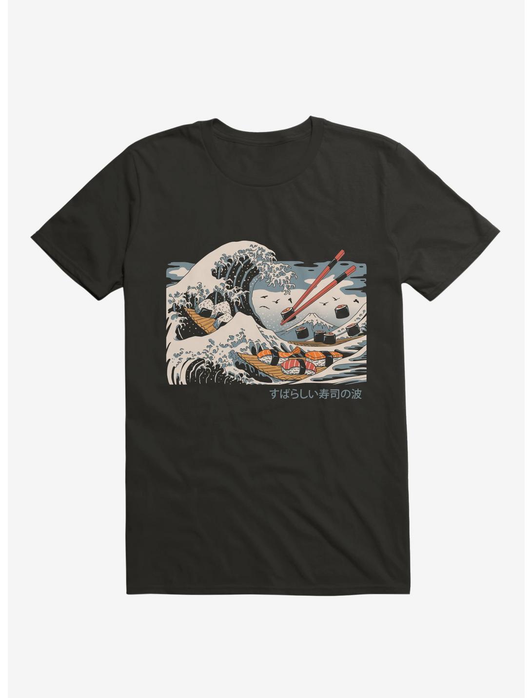 The Great Sushi Wave Black T-Shirt, BLACK, hi-res