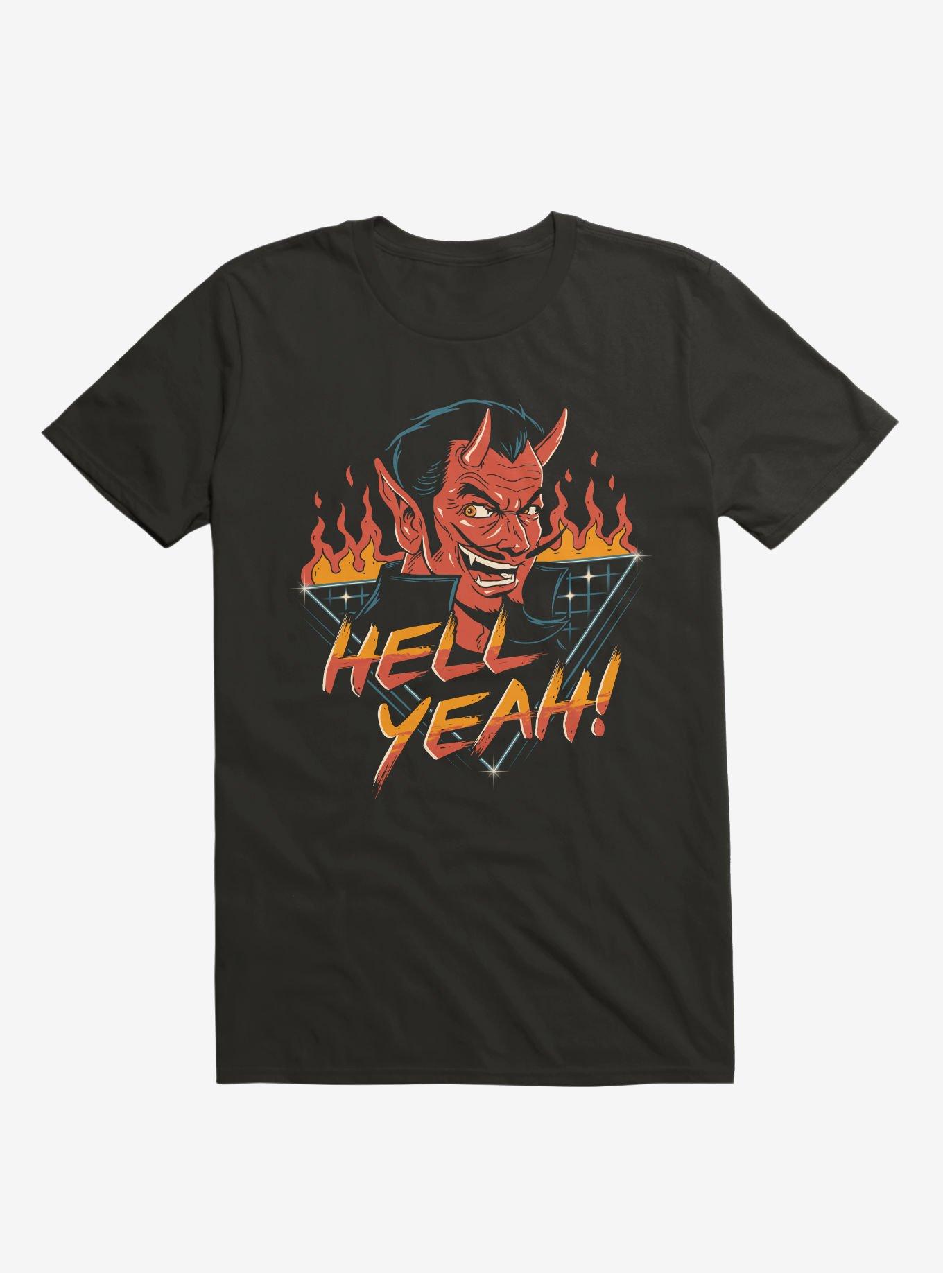 Hell Yeah! Devil Flames Black T-Shirt, , hi-res