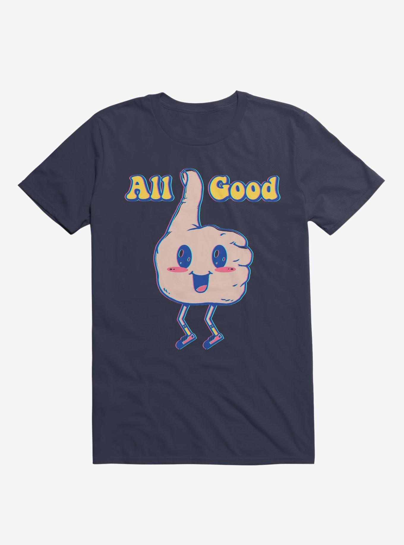 It's All Good Thumbs Up Navy Blue T-Shirt, NAVY, hi-res