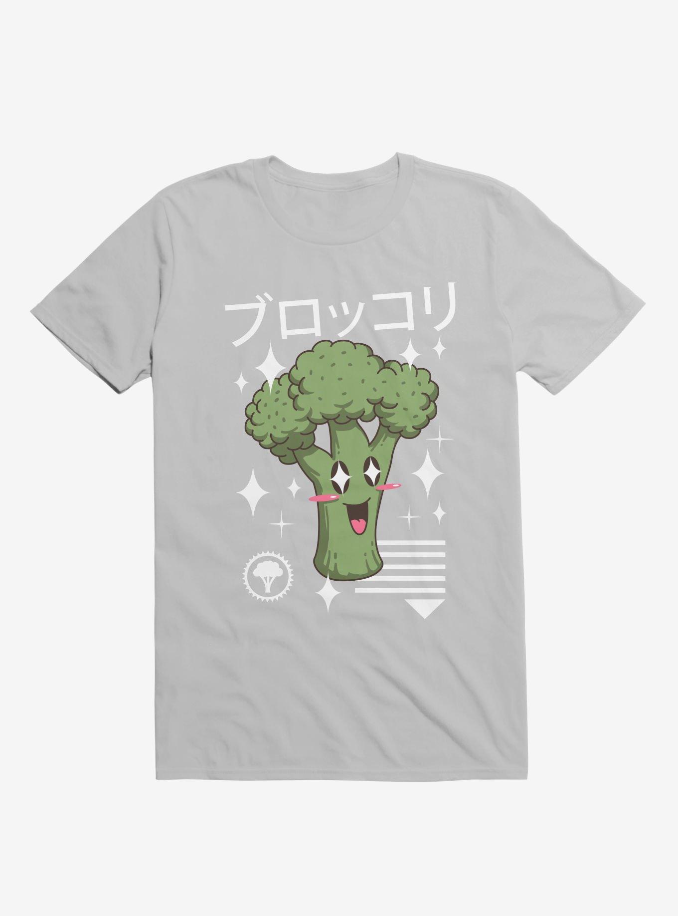 Kawaii Broccoli Ice Grey T-Shirt, ICE GREY, hi-res