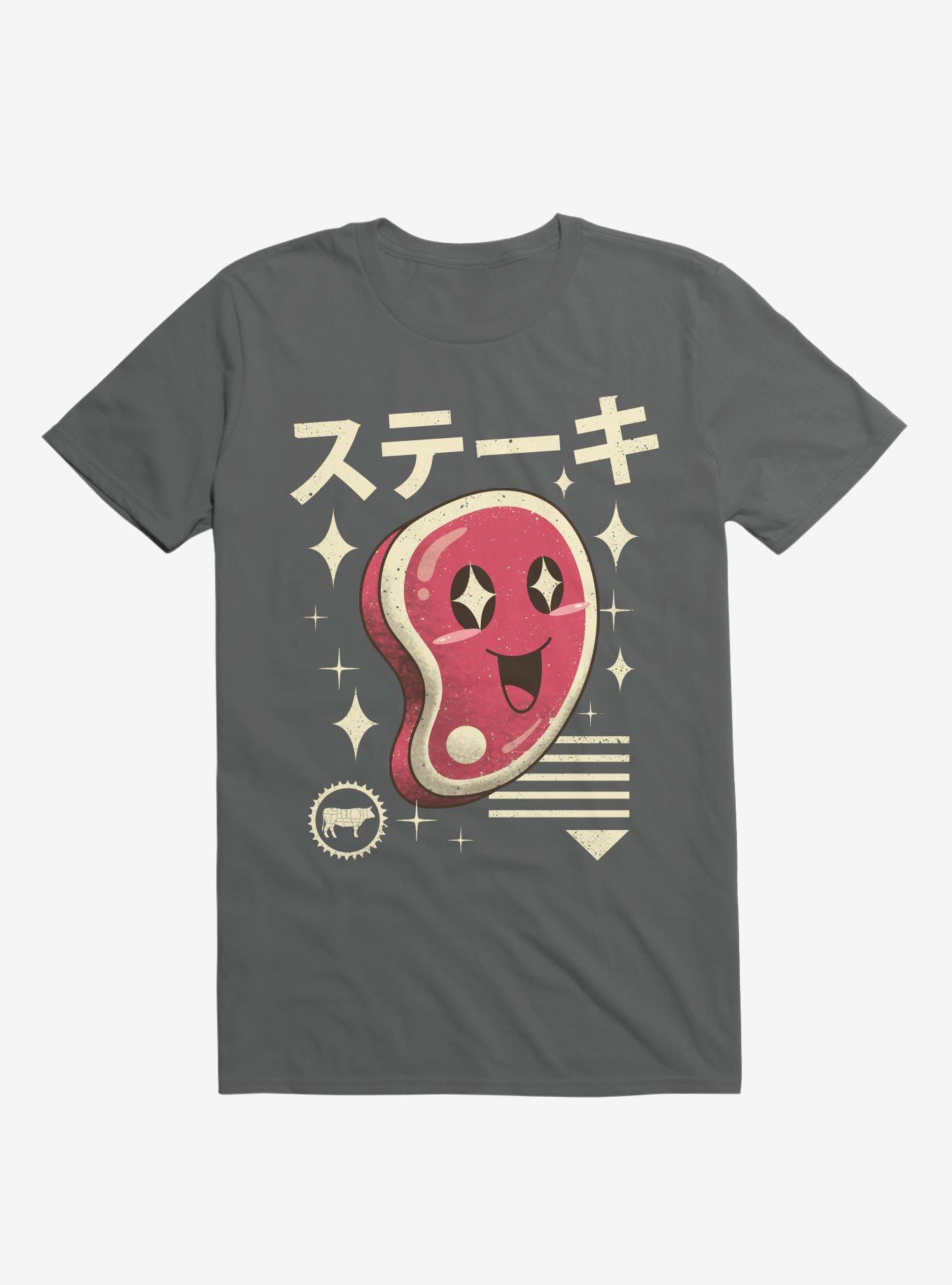Kawaii Steak Charcoal Grey T-Shirt, , hi-res