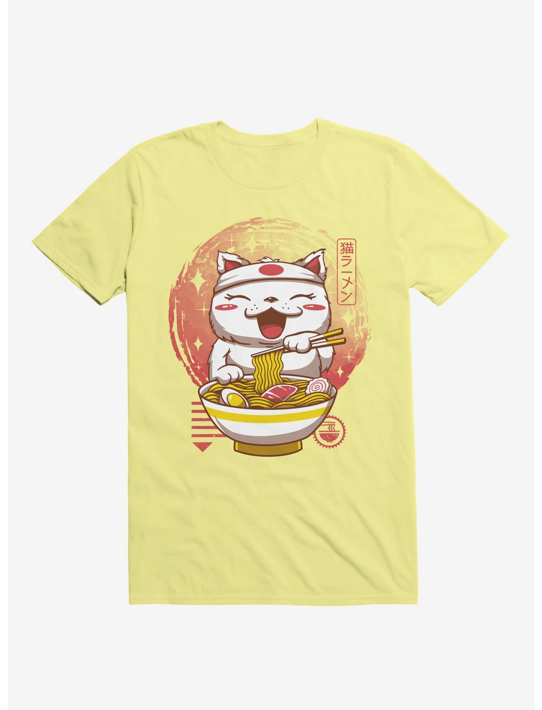 Neko Ramen Happy Cat Corn Silk Yellow T-Shirt, CORN SILK, hi-res