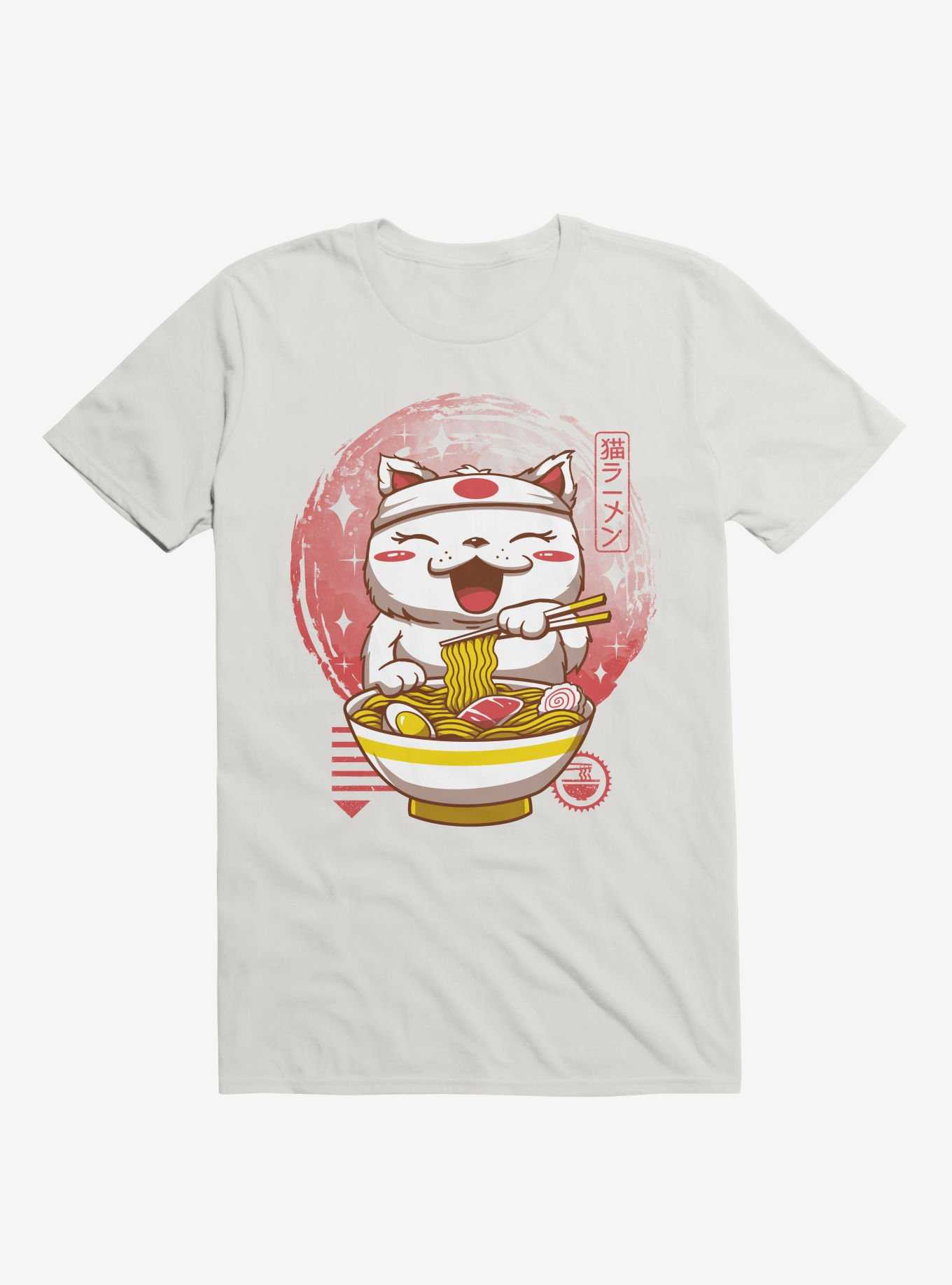 Neko Ramen Happy Cat White T-Shirt, , hi-res