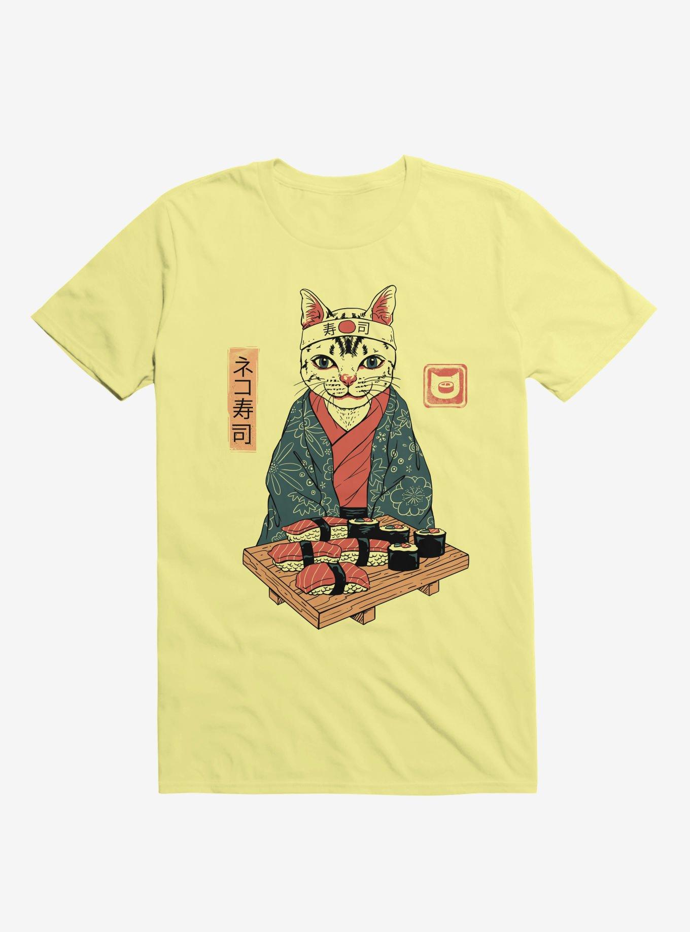 Neko Cat Sushi Bar Corn Silk Yellow T-Shirt, , hi-res