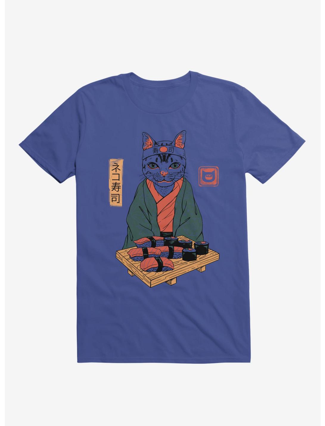 Neko Cat Sushi Bar Royal Blue T-Shirt, ROYAL, hi-res
