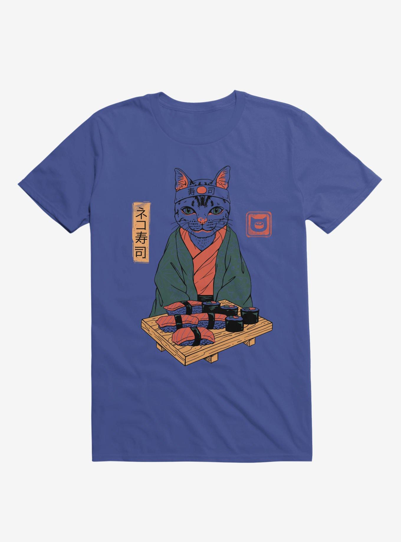 Neko Cat Sushi Bar Royal Blue T-Shirt, ROYAL, hi-res