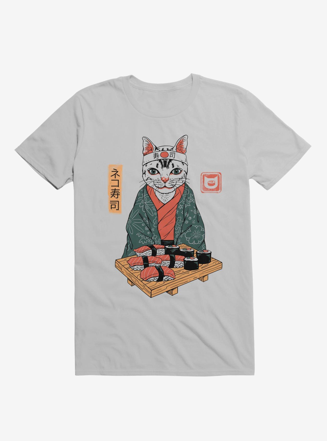 Neko Cat Sushi Bar Ice Grey T-Shirt, ICE GREY, hi-res