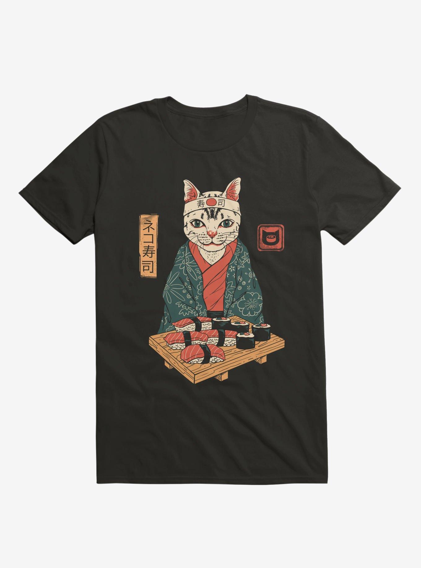 Neko Sushi Bar Black T-Shirt, BLACK, hi-res