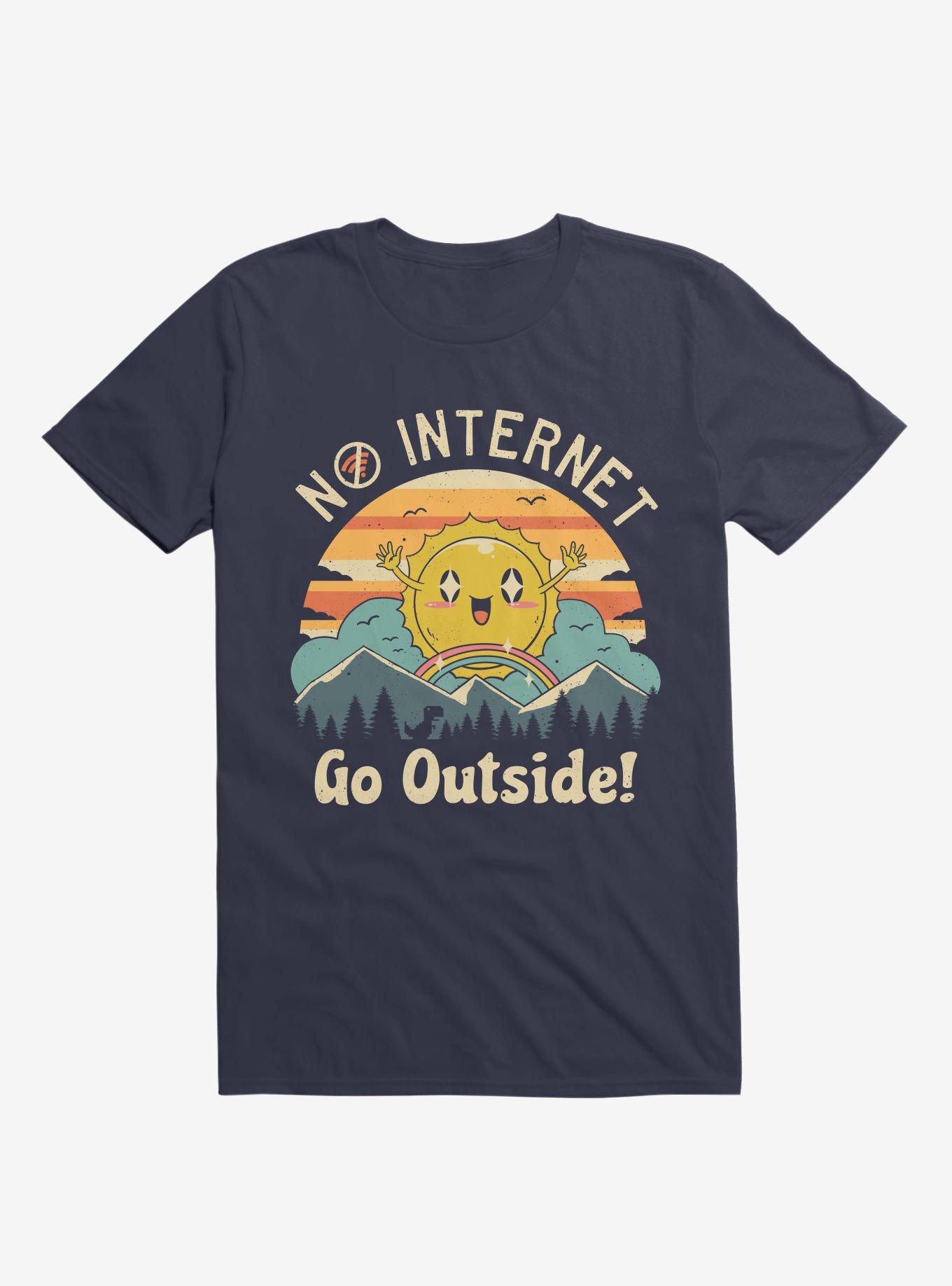 No Internet Vibes! Sunshine Navy Blue T-Shirt, NAVY, hi-res