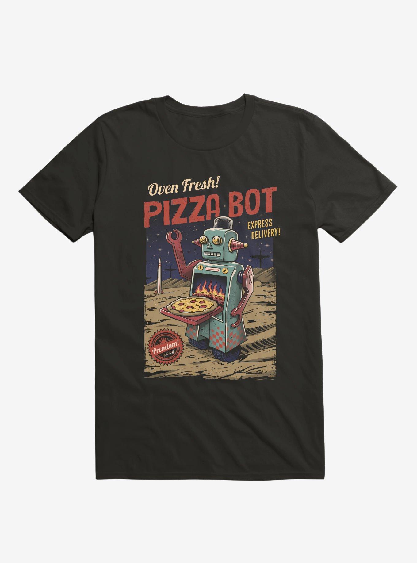 Pizza Bot Black T-Shirt, , hi-res