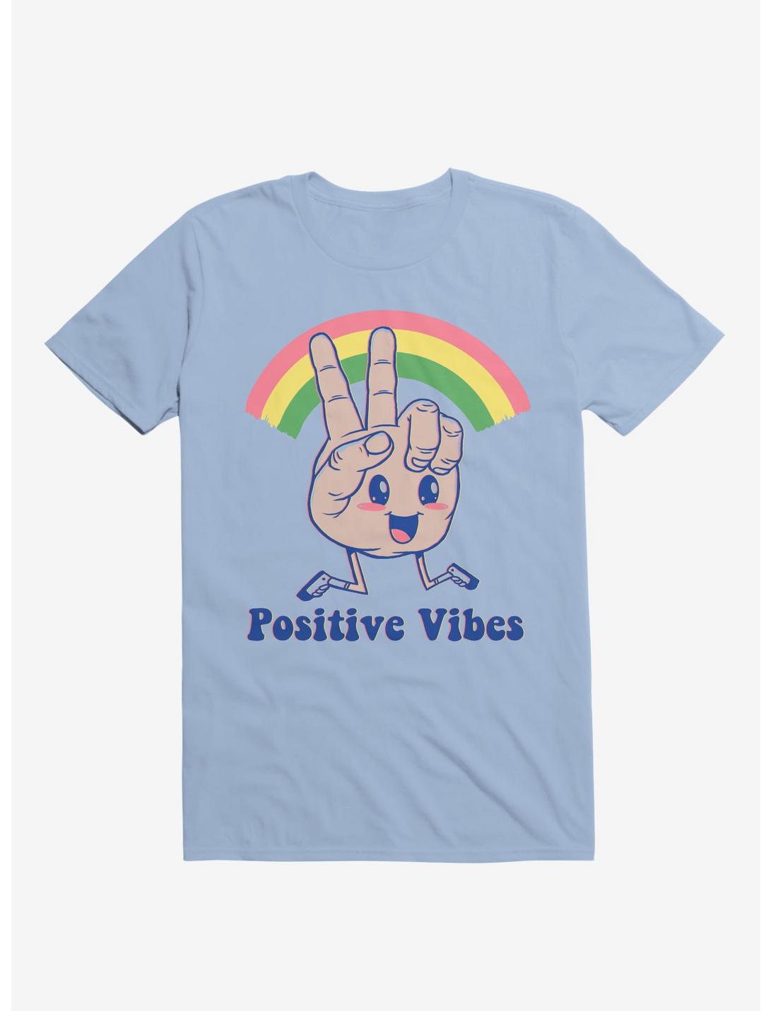 Positive Vibes Rainbow Light Blue T-Shirt, LIGHT BLUE, hi-res