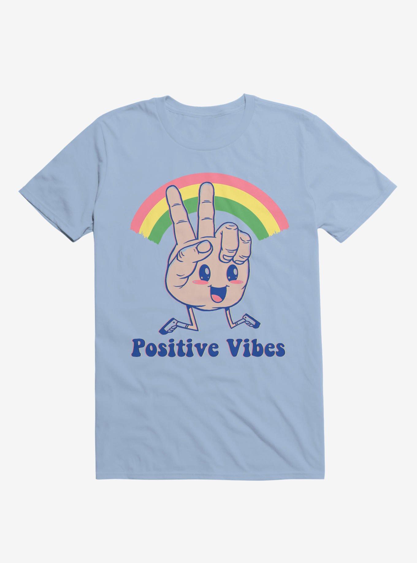 Positive Vibes Rainbow Light Blue T-Shirt, LIGHT BLUE, hi-res