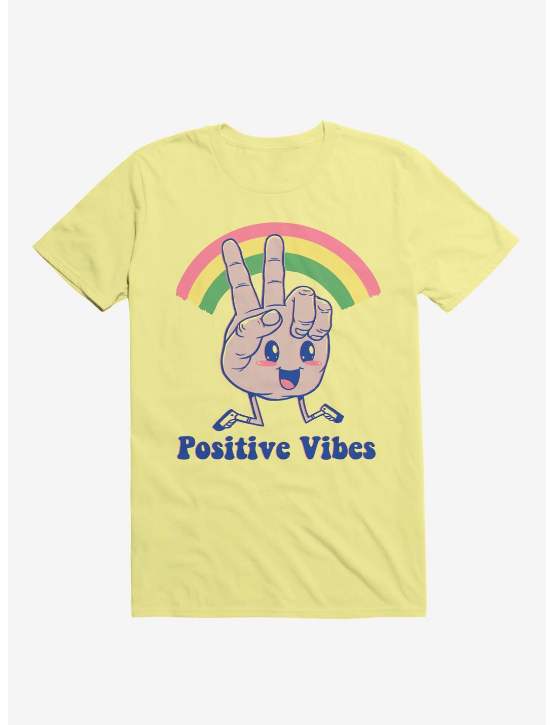 Positive Vibes Rainbow Corn Silk Yellow T-Shirt, CORN SILK, hi-res