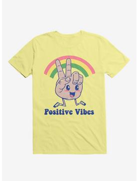 Positive Vibes Rainbow Corn Silk Yellow T-Shirt, , hi-res