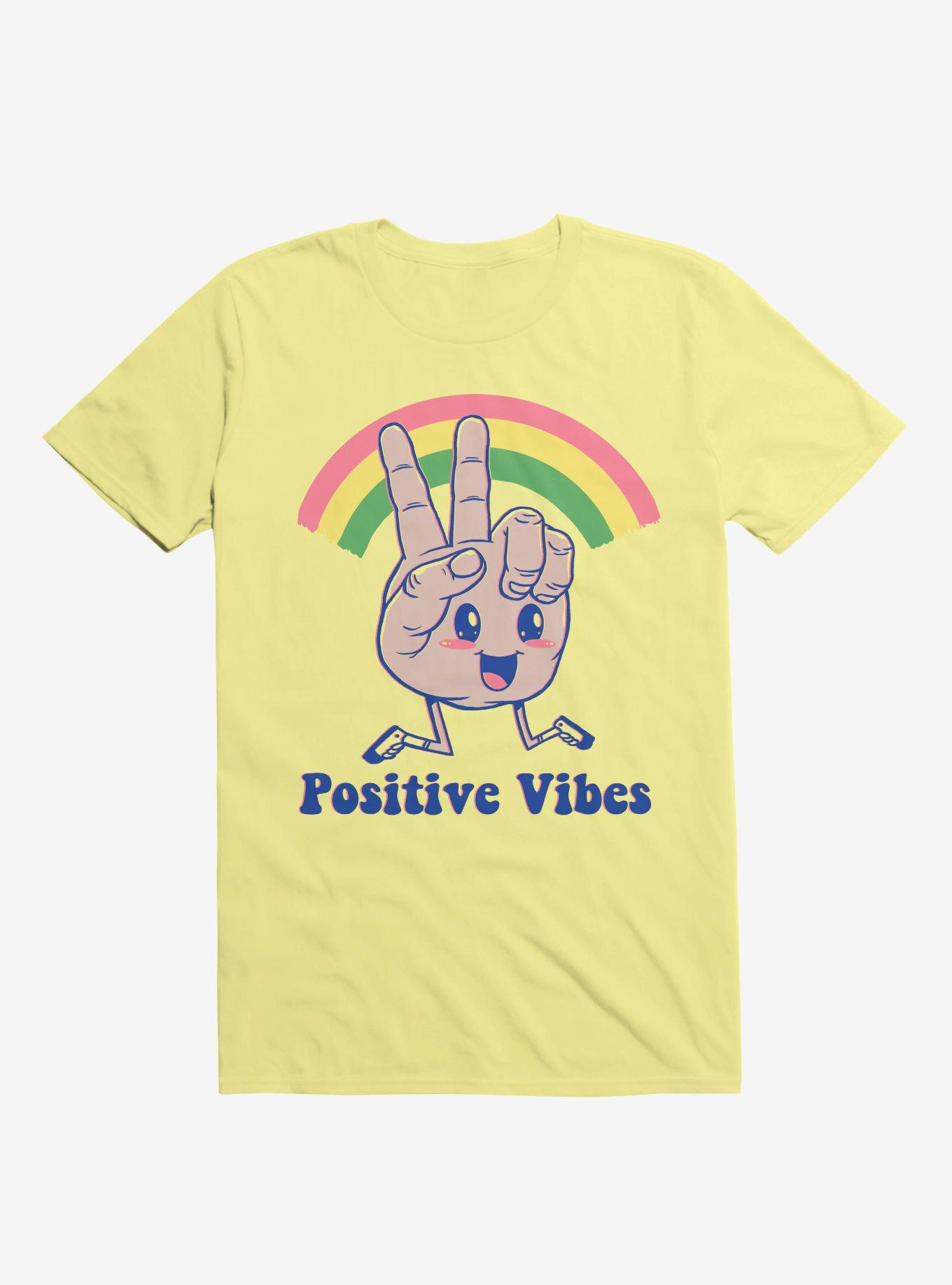 Positive Vibes Rainbow Corn Silk Yellow T-Shirt, CORN SILK, hi-res