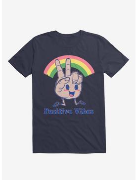 Positive Vibes Rainbow Navy Blue T-Shirt, , hi-res