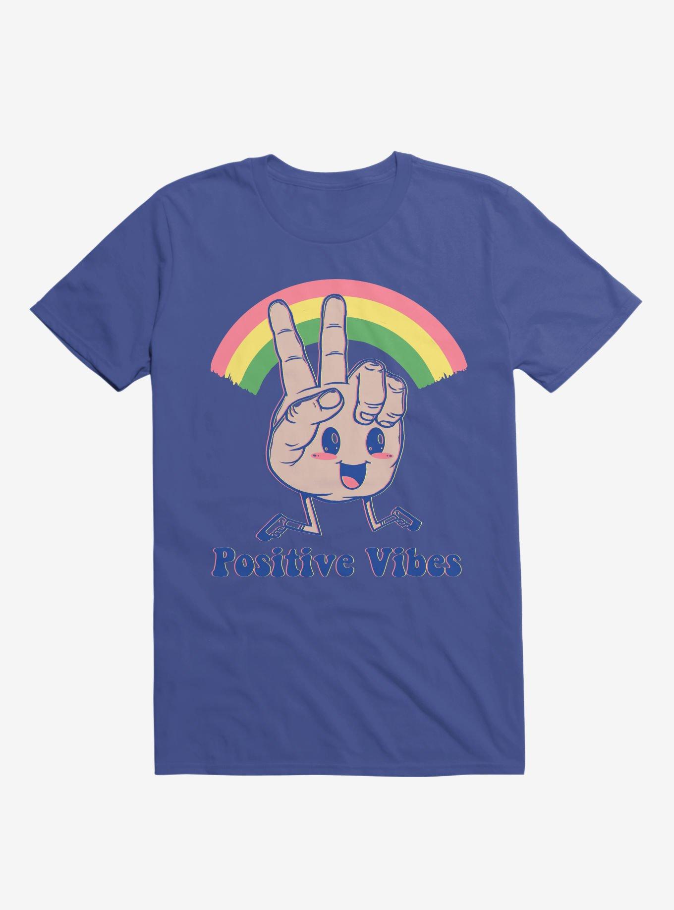 Positive Vibes Rainbow Royal Blue T-Shirt, ROYAL, hi-res