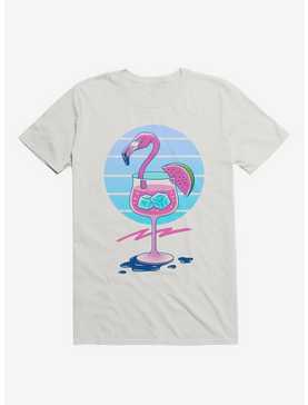 Tropical Chill Wave Flamingo Drink White T-Shirt, , hi-res