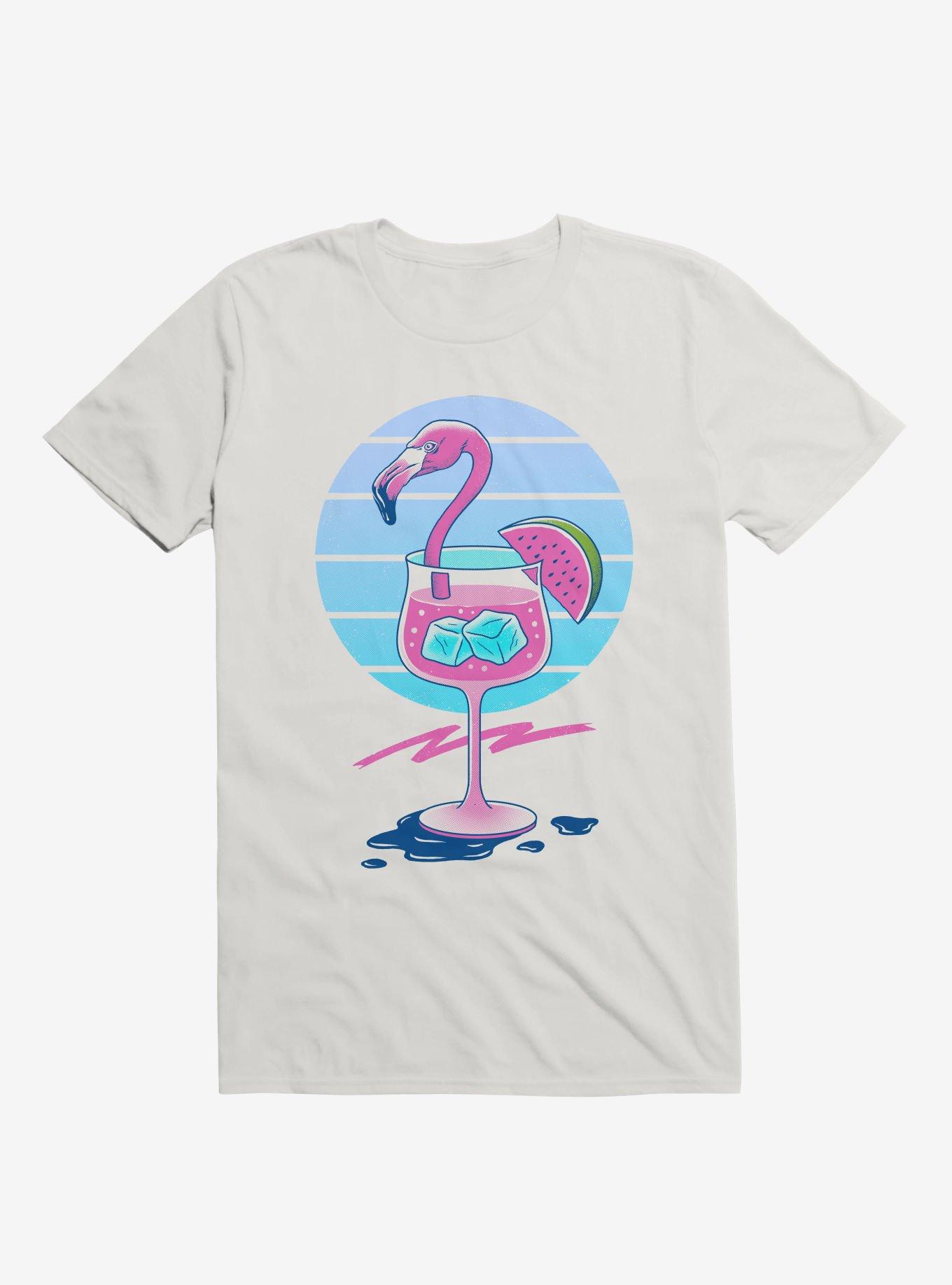 Tropical Chill Wave Flamingo Drink White T-Shirt, , hi-res