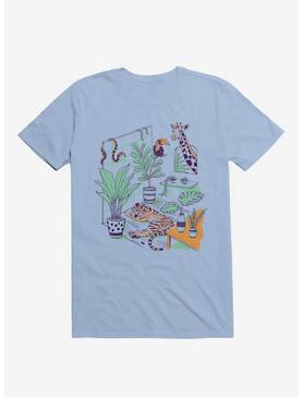 Urban Jungle Tiger Giraffe Light Blue T-Shirt, , hi-res
