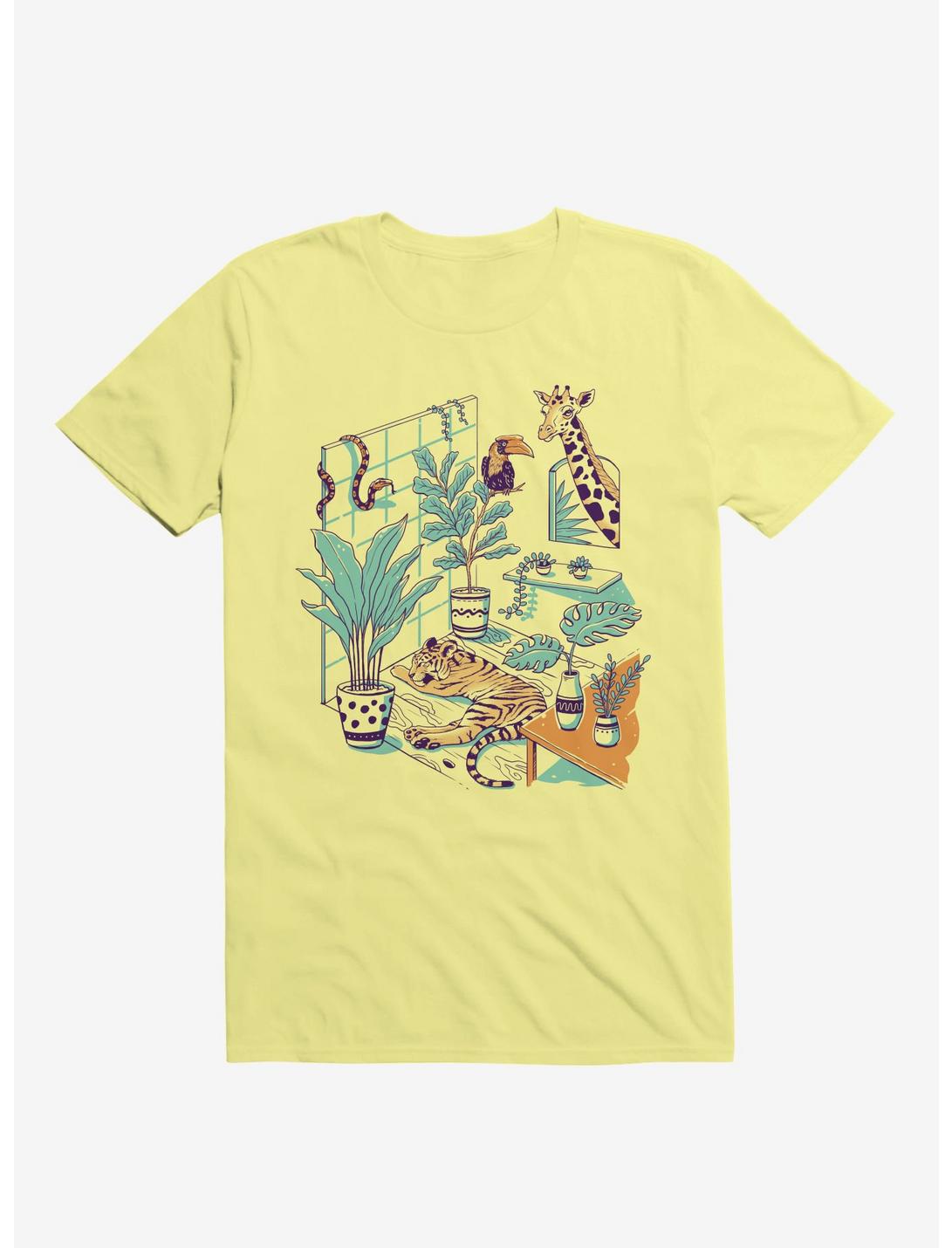 Urban Jungle Tiger Giraffe Corn Silk Yellow T-Shirt, CORN SILK, hi-res