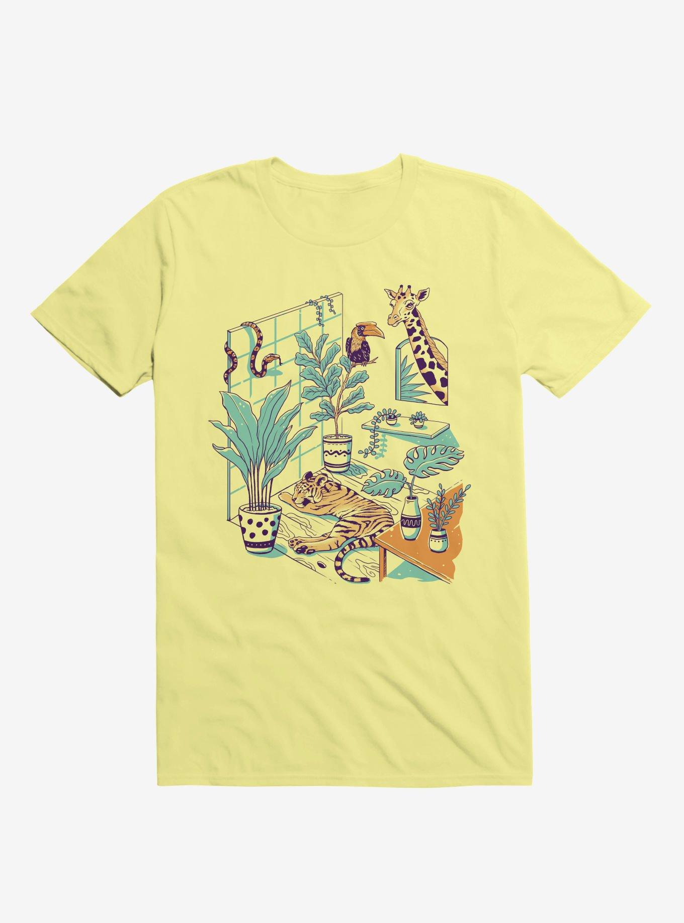 Urban Jungle Tiger Giraffe Corn Silk Yellow T-Shirt, , hi-res