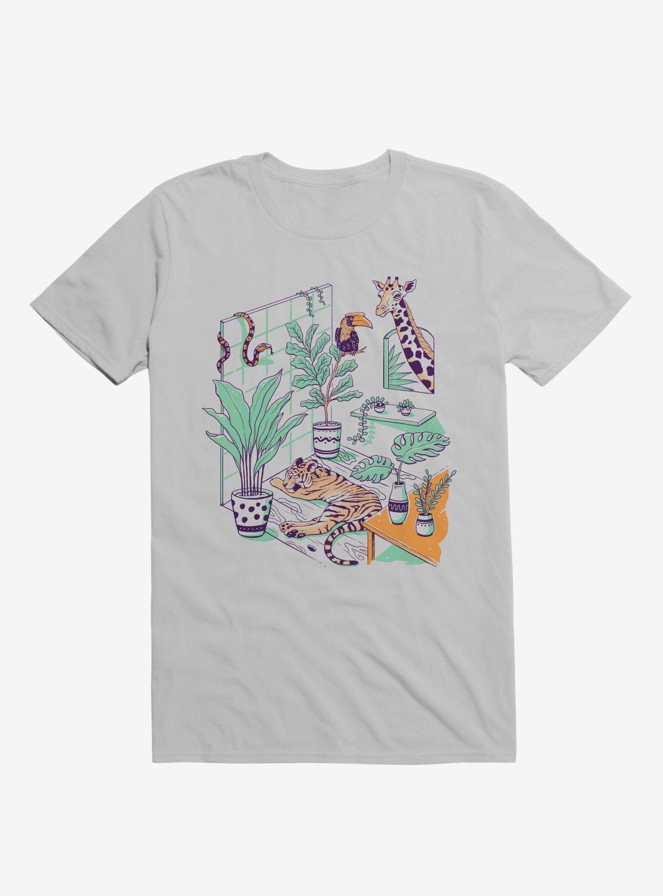 Urban Jungle Tiger Giraffe Ice Grey T-Shirt, , hi-res