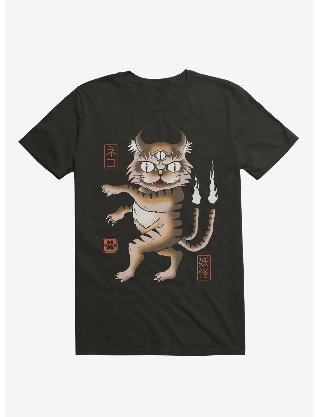 Yokai Cat Black T-Shirt, BLACK, hi-res