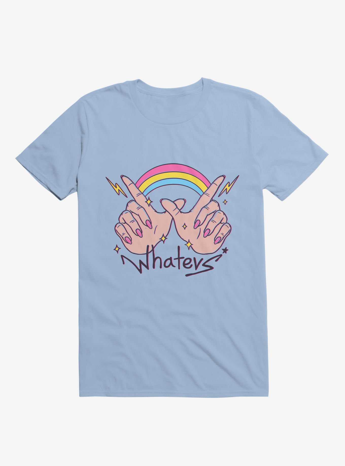 Rainbow Whatevs! Light Blue T-Shirt, , hi-res