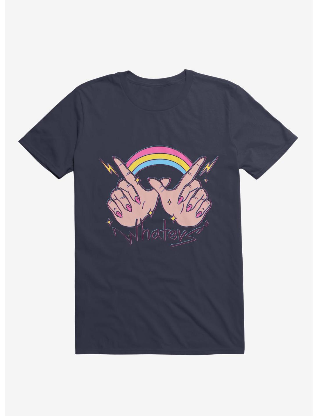 Rainbow Whatevs! Navy Blue T-Shirt, NAVY, hi-res