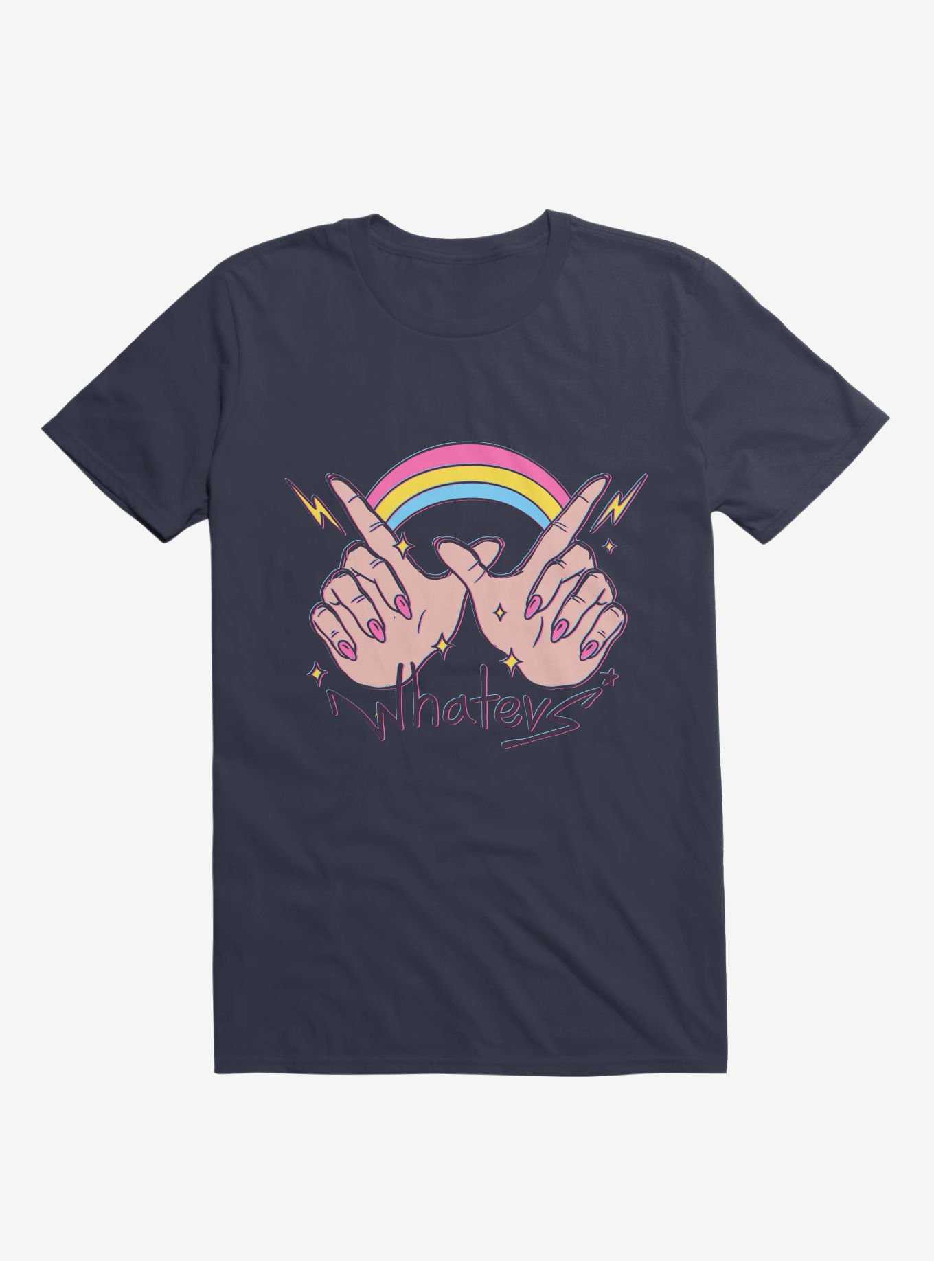Rainbow Whatevs! Navy Blue T-Shirt, , hi-res