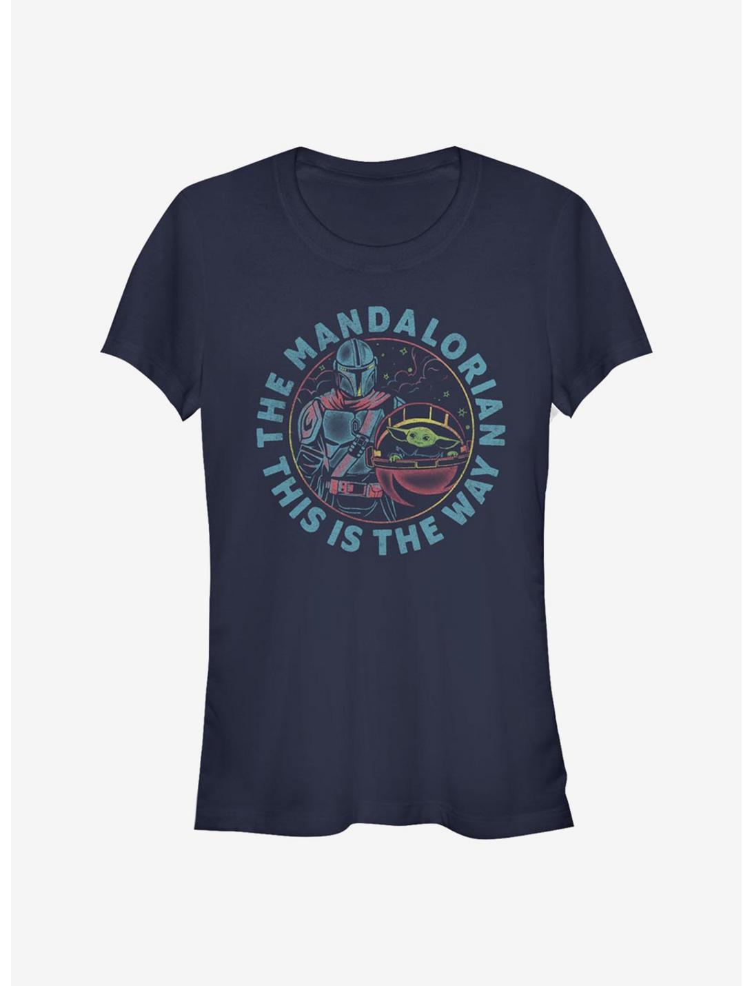 Star Wars The Mandalorian Rainbow Mando Girls T-Shirt, NAVY, hi-res